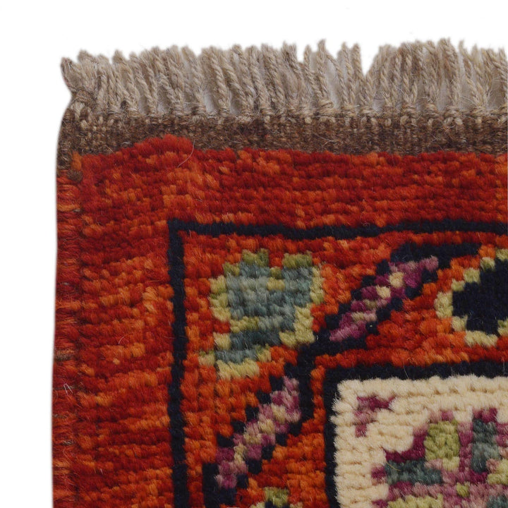 Red Afghan Shirazi Rug 6' 8" x 9' 9" Hand-Knotted pattern