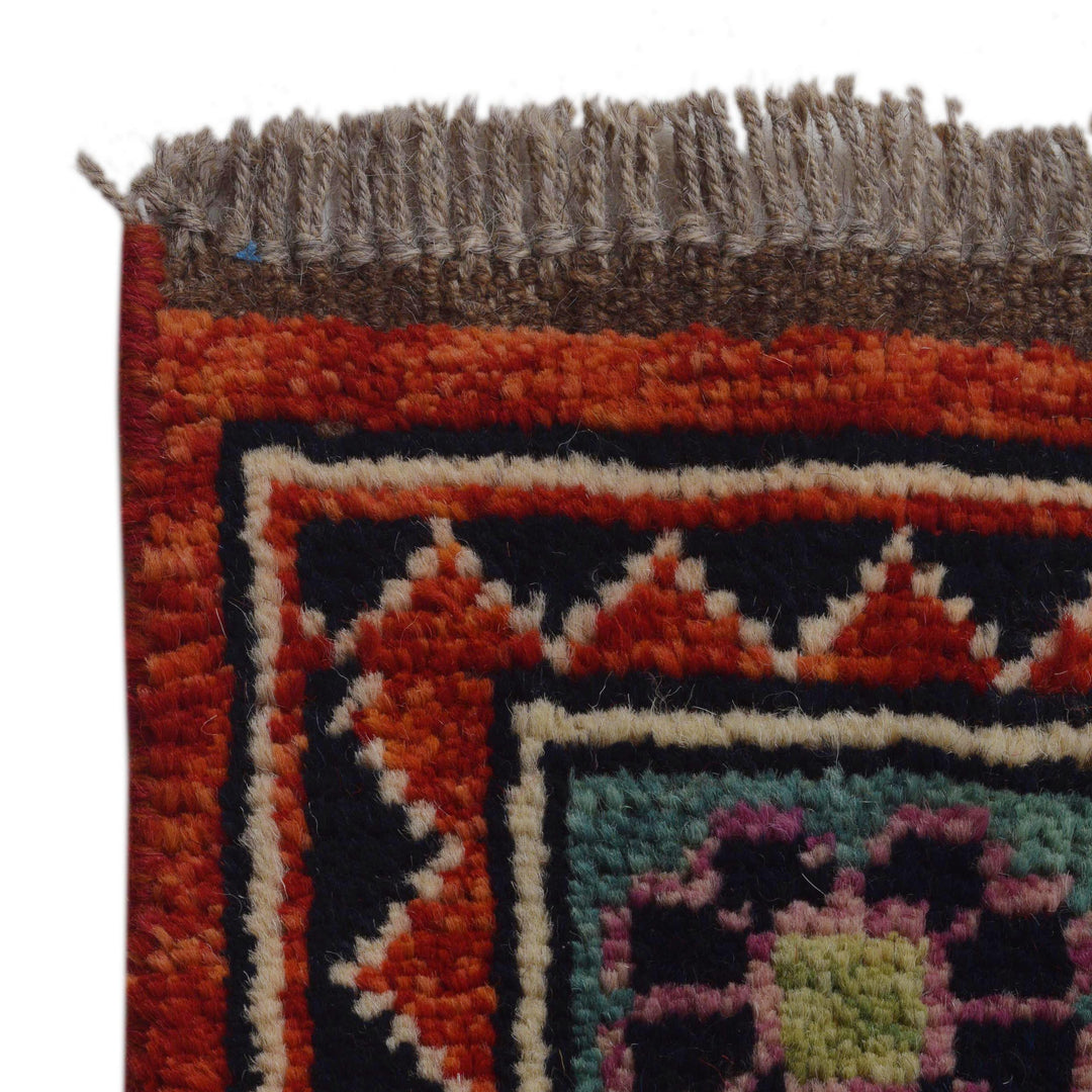 Red Afghan Shirazi Rug 7' 8" x 11' 4" Hand-Knotted pattern