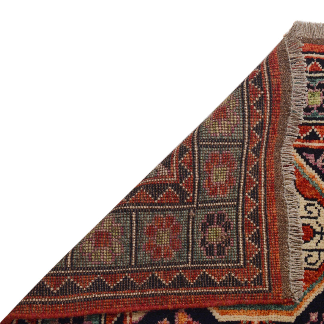 Red Afghan Shirazi Rug 7' 8" x 11' 4" Hand-Knotted field