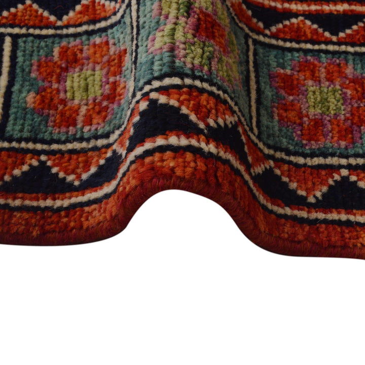 Red Afghan Shirazi Rug 7' 8" x 11' 4" Hand-Knotted texture