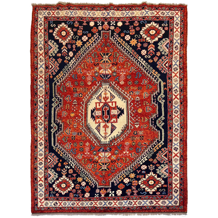 Afghan Shirazi Rug 6' 10" x 9' 9" Hand-Knotted