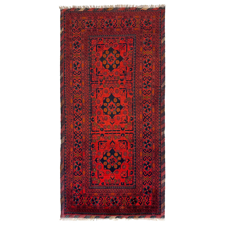 Red Afghan Khal Mohammadi Rug 3' 1" x 6' 7" Hand-Knotted