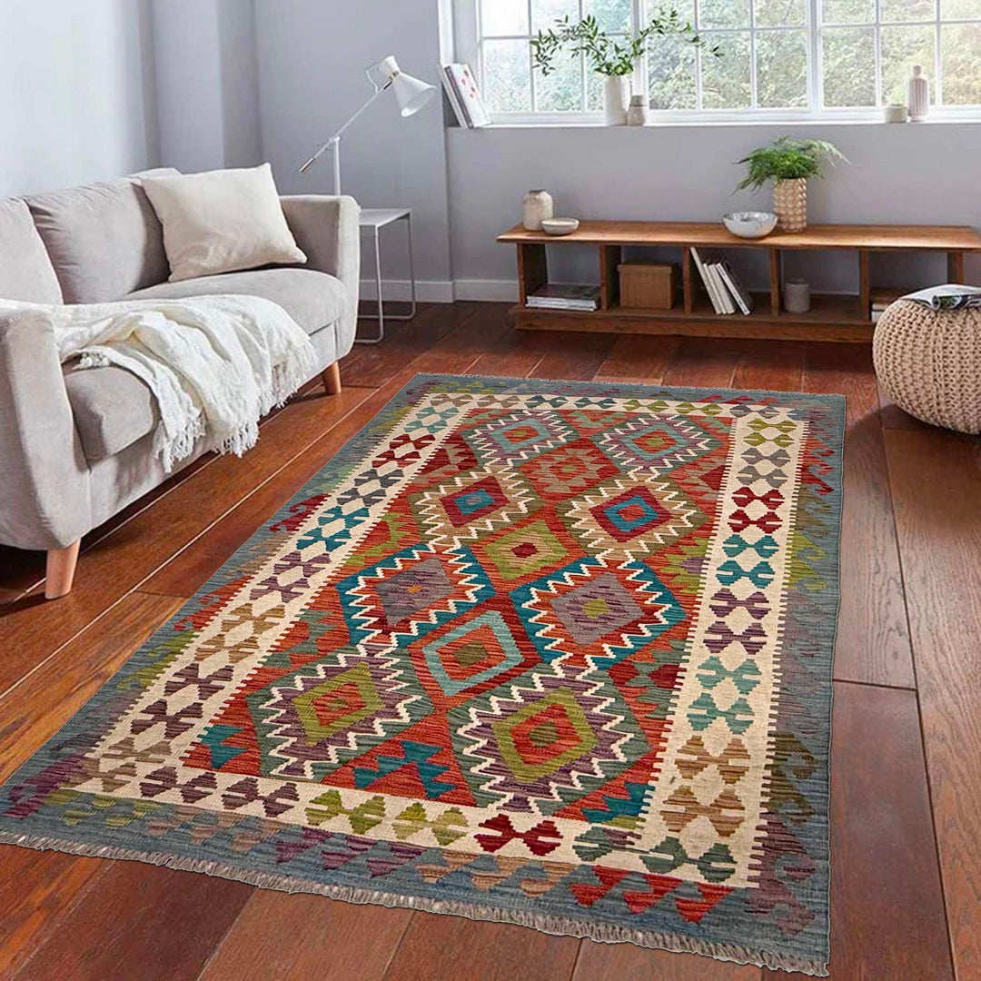 Small Size Chobi Kilim 3' 10" x 5' 9" - No. AL43312