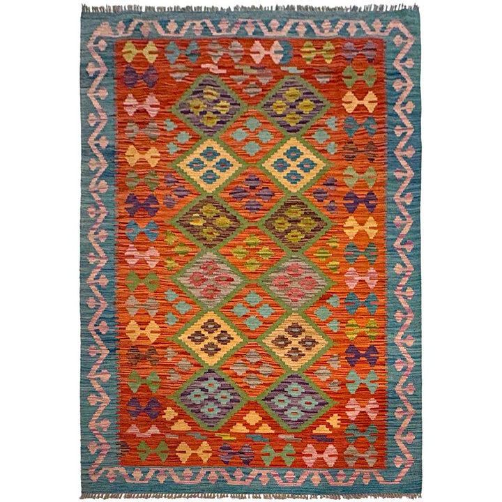 Hand Knotted Flatweave Kilim 4' 3" x 5' 9" - No. AL12217