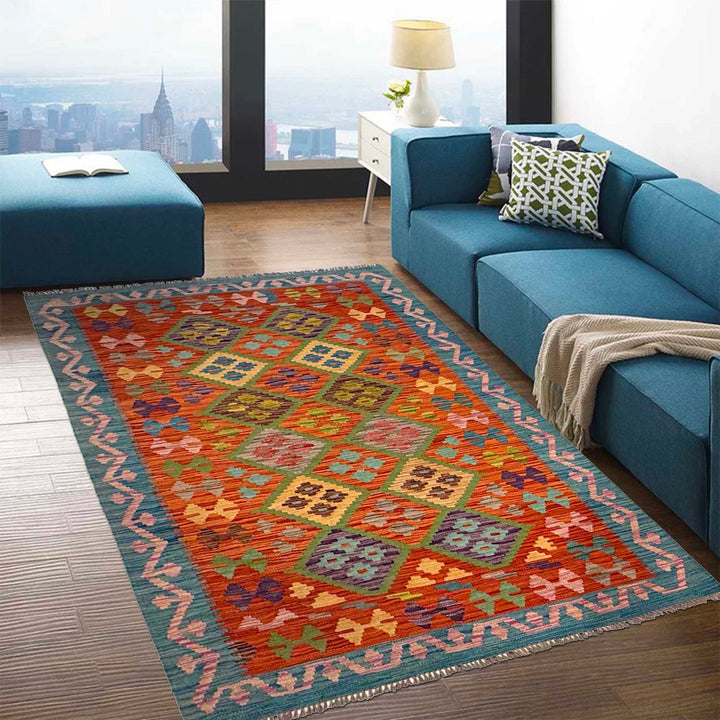 Hand Knotted Flatweave Kilim 4' 3" x 5' 9" - No. AL12217