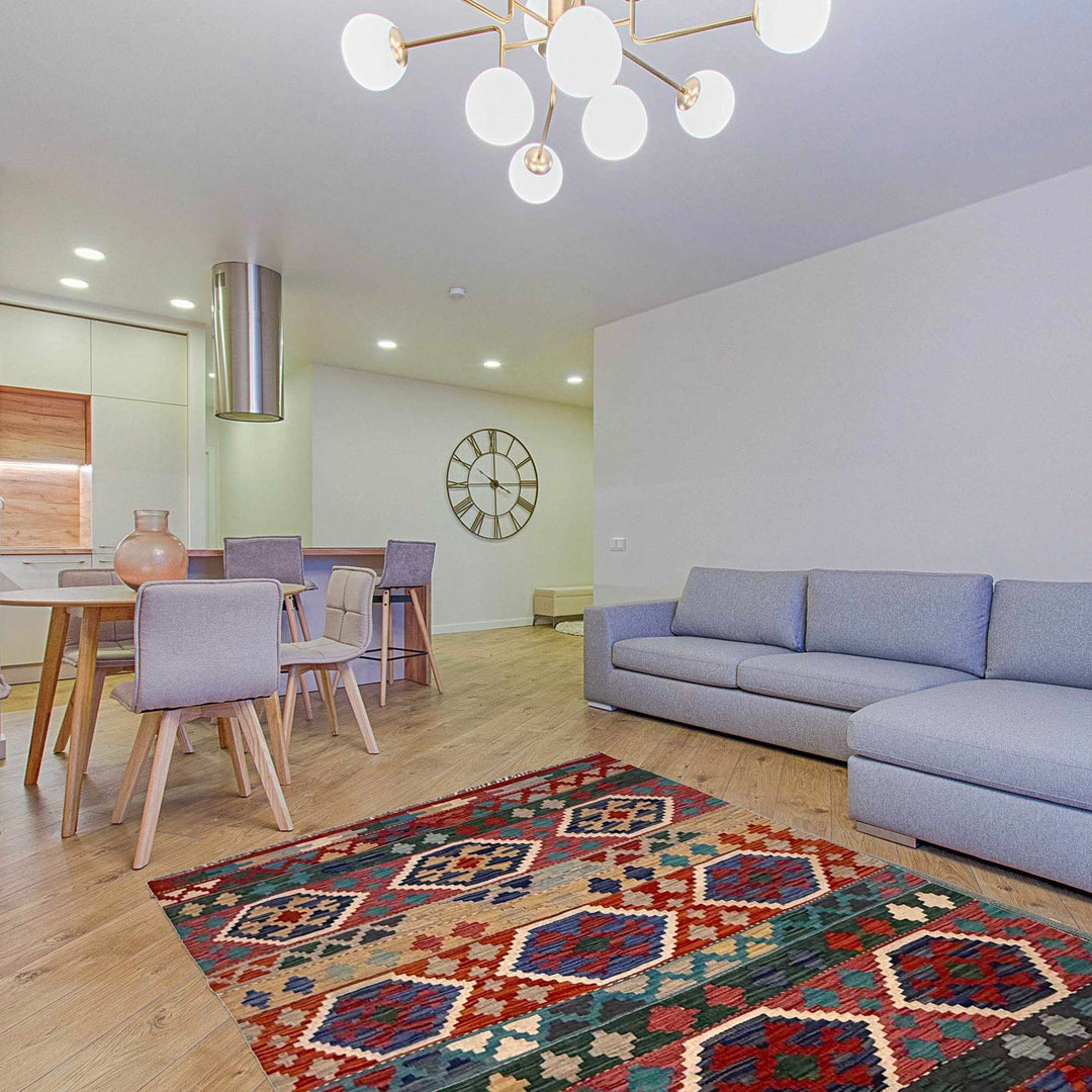 Hand Made Afghan Kilim 3' 3" x 5' 2" - No. AL42635