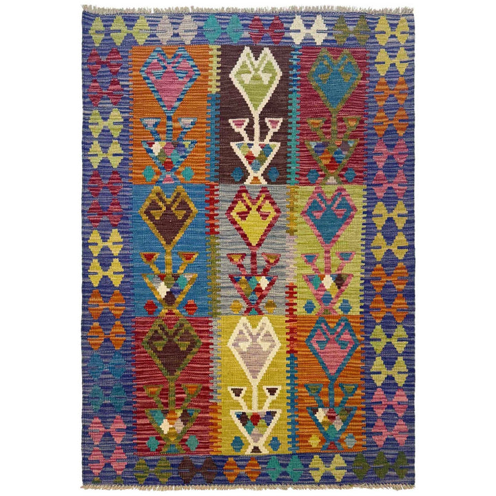 Multi Color ful Flat-Weave Wool Kilim 3' 4" x 5' 0" - No. AL11546