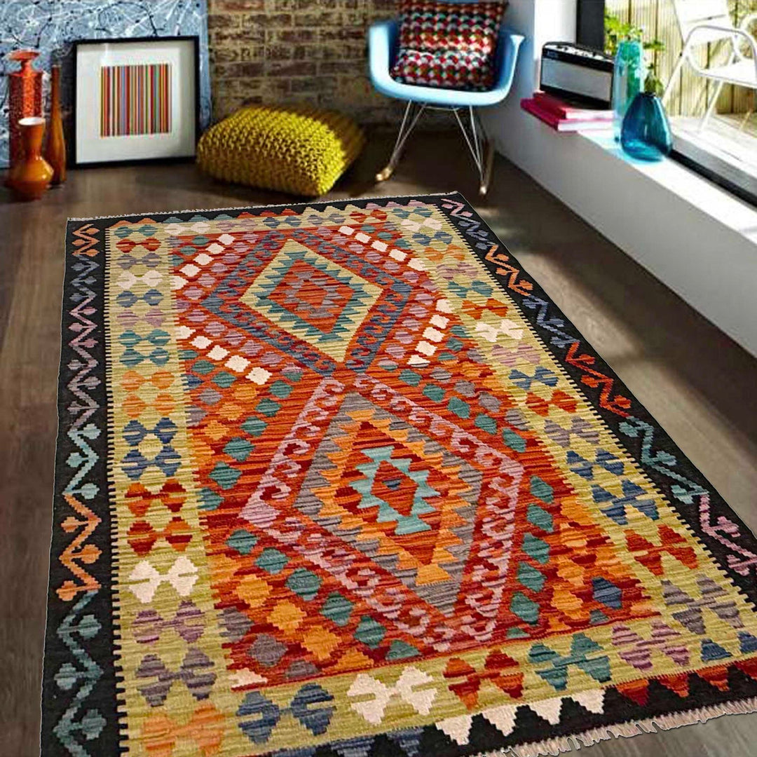 Hand Knotted Flatweave Kilim 4' 3" x 5' 11" - No. AL82587