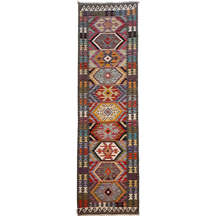Hand Knotted Flatweave Kilim Runner 2' 9" x 9' 11" - No. AL52204