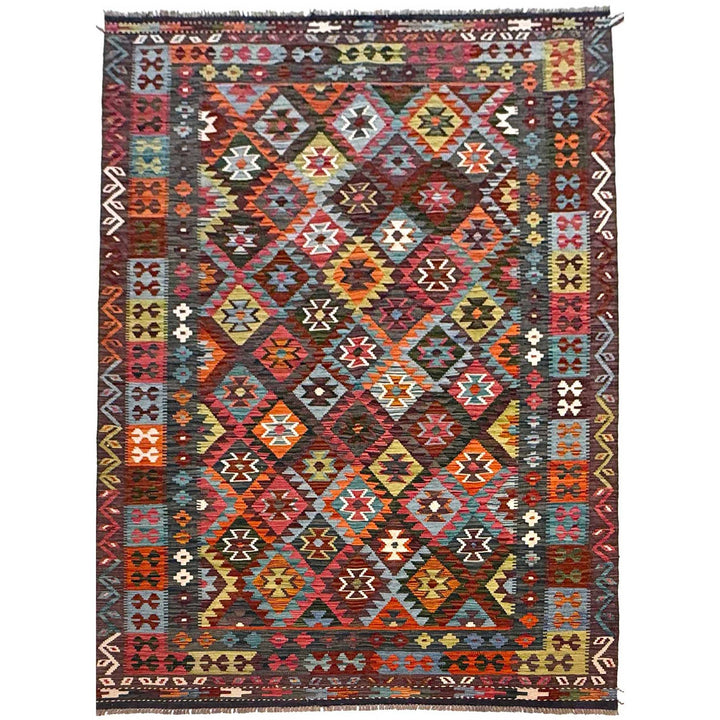 Multi Color ful Flat-Weave Wool Kilim 5' 8" x 8' 0" - No. AL64091