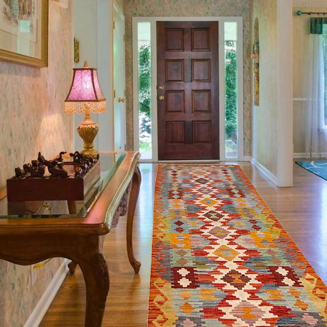 Handmade Afghan Vegetable Kilim Runner 2' 9" x 9' 5" - No. AL92824