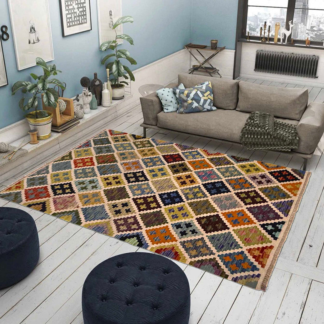 Handmade Vegetable Kilim 3' 3" x 4' 10" - No. AL62096