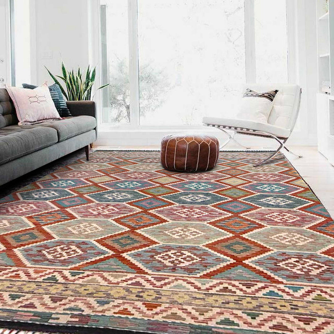 Afghan Kilim Rug 6' 8" x 10' 0" Flat-Weave view 9