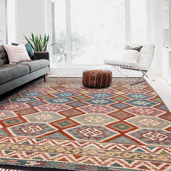 Afghan Kilim Rug 6' 8" x 10' 0" Flat-Weave view 9