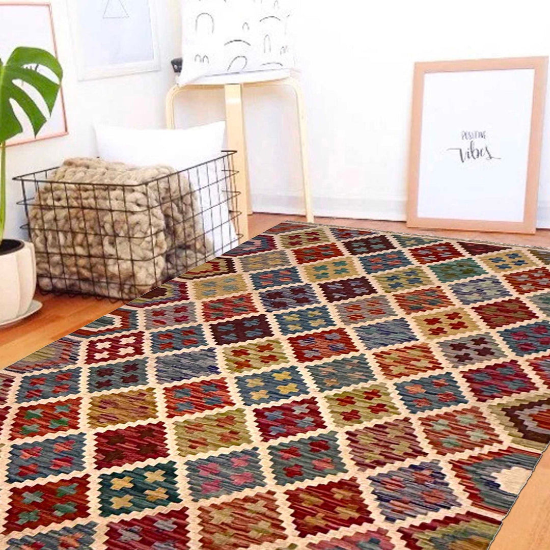 Handmade Vegetable Kelim 3' 4" x 5' 0" - No. AL88294