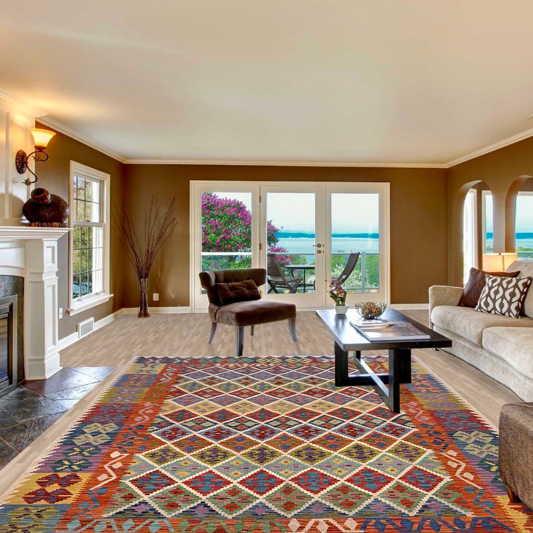 Hand Knotted Flatweave Kilim 6' 9" x 9' 6" - No. AL21288