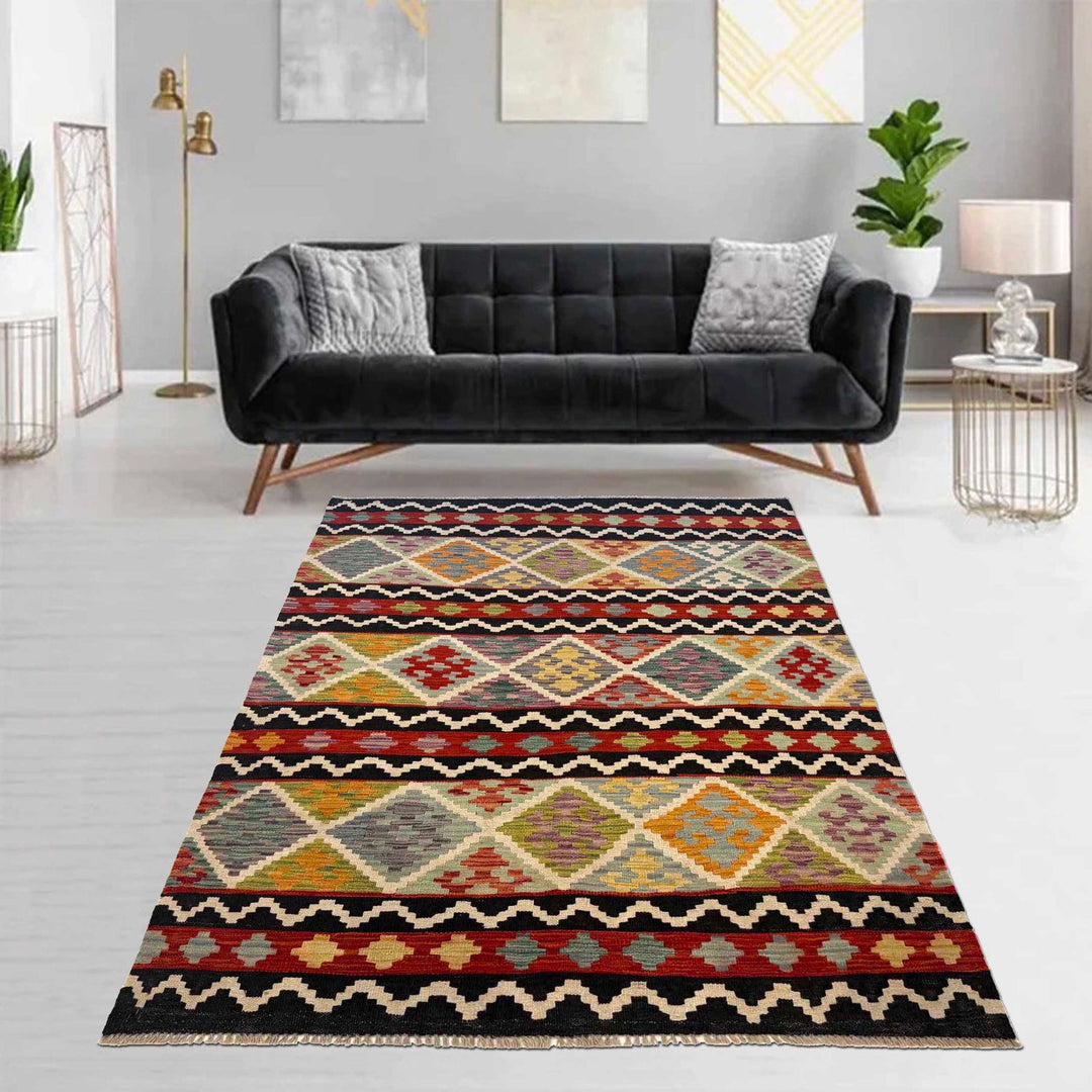 Hand Knotted Flatweave Kilim 4' 9" x 6' 7" - No. AL13139