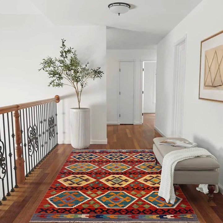 Handmade Vegetable Kilim 4' 3" x 5' 9" - No. AL11242