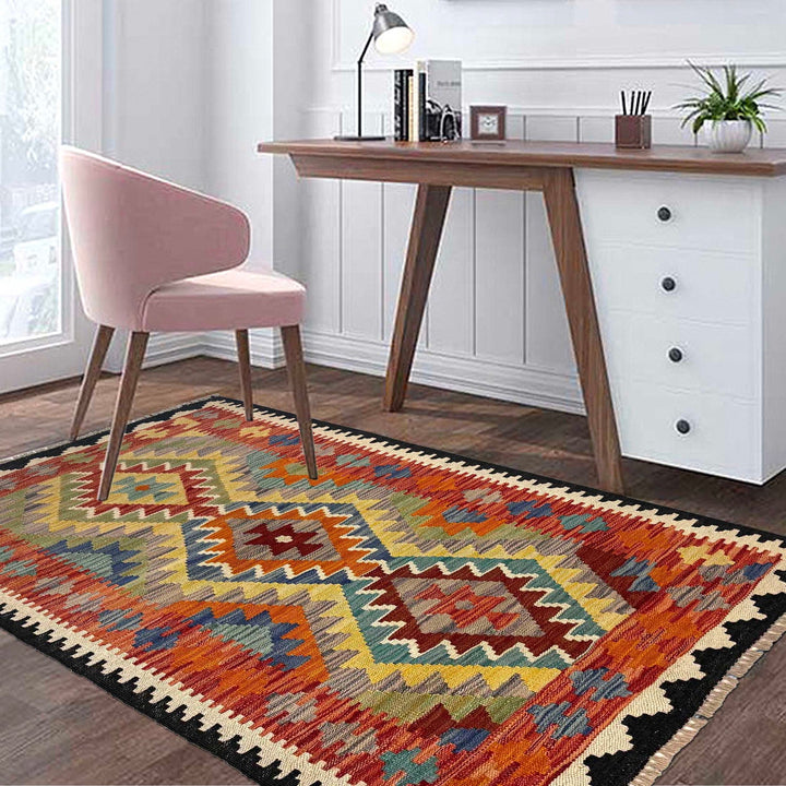Hand Knotted Afghan Style Kilim 2' 7" x 4' 8" - No. AL94856