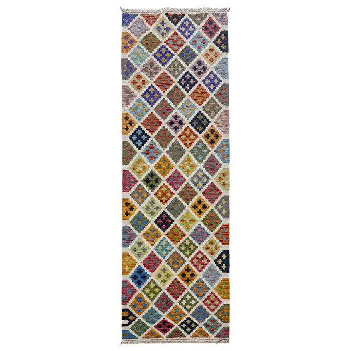 Multi Color ful Flat-Weave Wool Kilim Runner 2' 8" x 9' 7" - No. AL72275