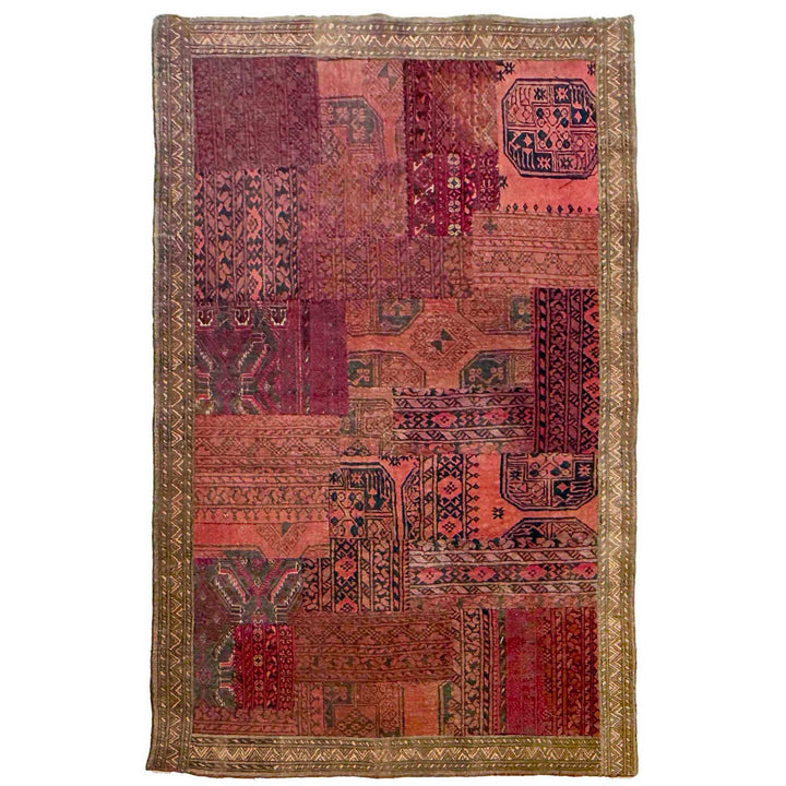 Traditional Wool Patchwork Area Rug 4' 1" x 5' 11" - No. AL400069