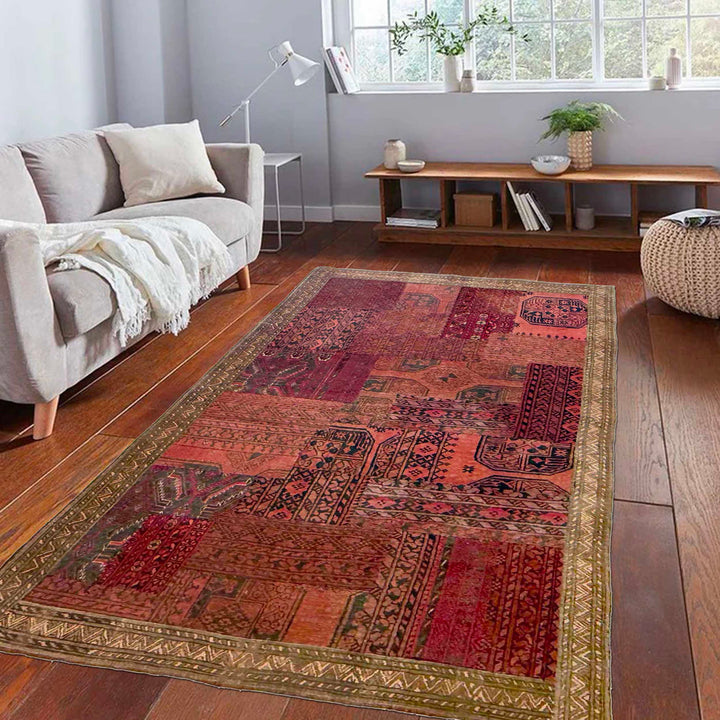 Traditional Wool Patchwork Area Rug 4' 1" x 5' 11" - No. AL400069