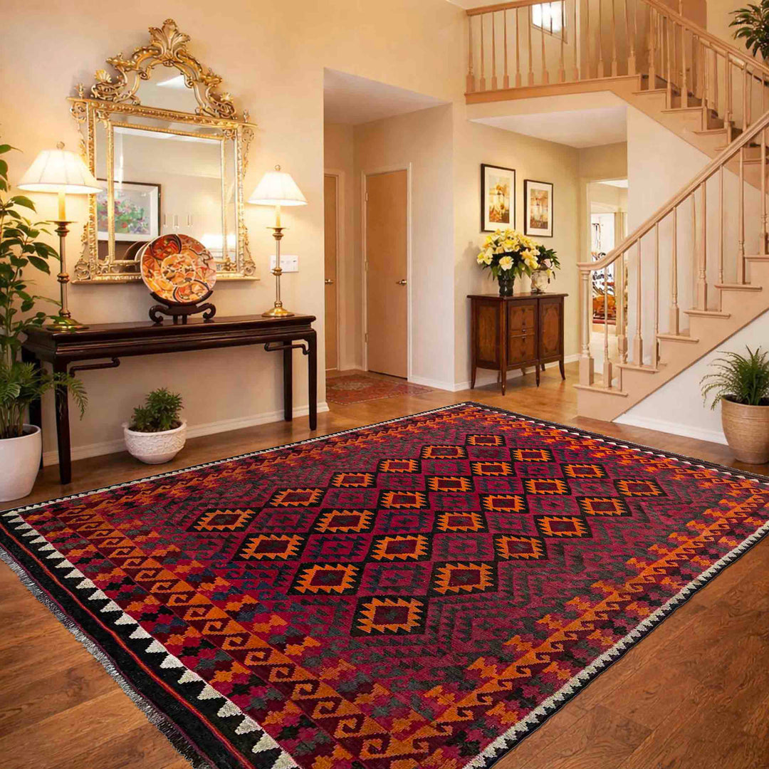 Afghan Maimana Kilim Rug 6' 2" x 9' 5" Flat-Weave | No. AL20495