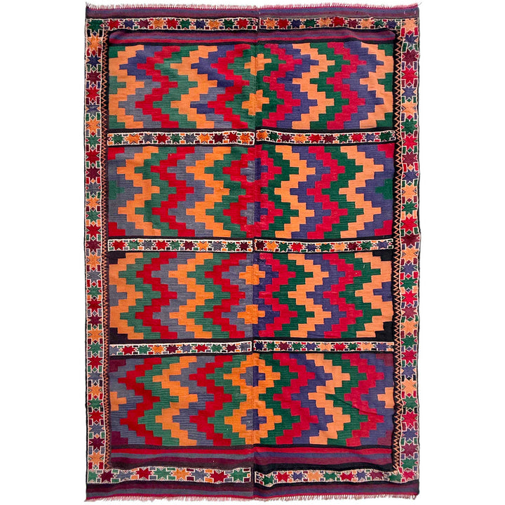 Afghan Vintage Kilim Rug 5'6" x 8'5" Flat-Weave | No. AL91322