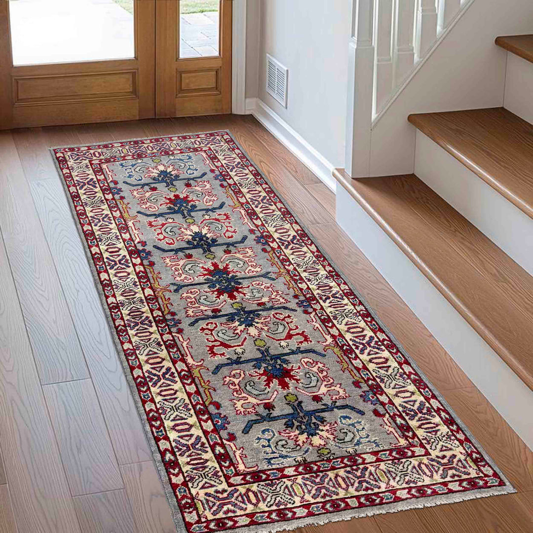 Afghan Kazak Rug 2' 7" x 6' 5" Hand-Knotted reverse