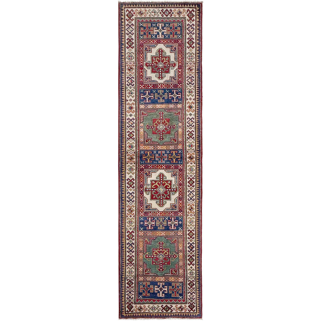 Afghan Kazak Runner Rug 2' 5" x 10' 2" Hand-Knotted