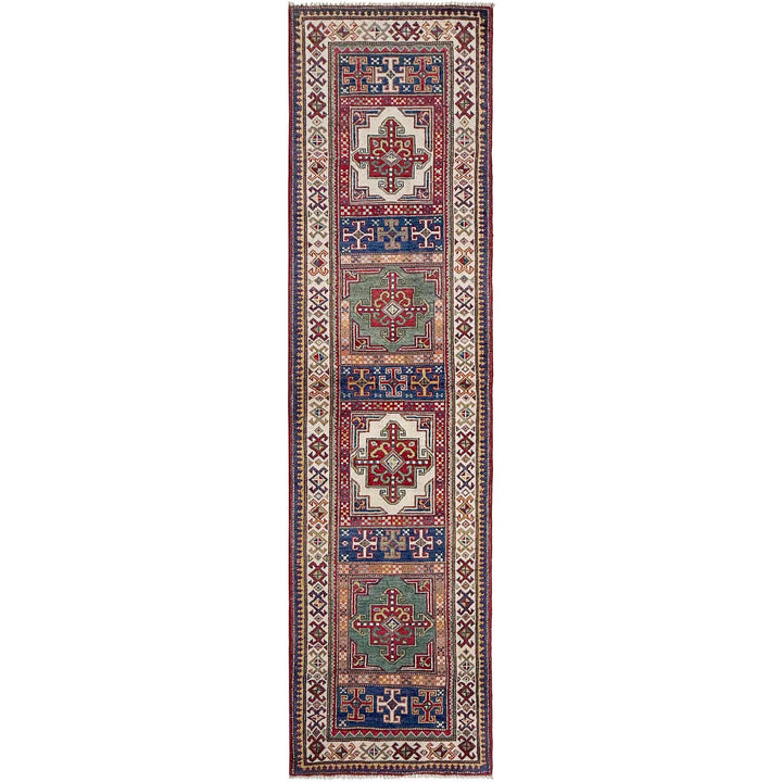 Afghan Kazak Runner Rug 2' 5" x 10' 2" Hand-Knotted