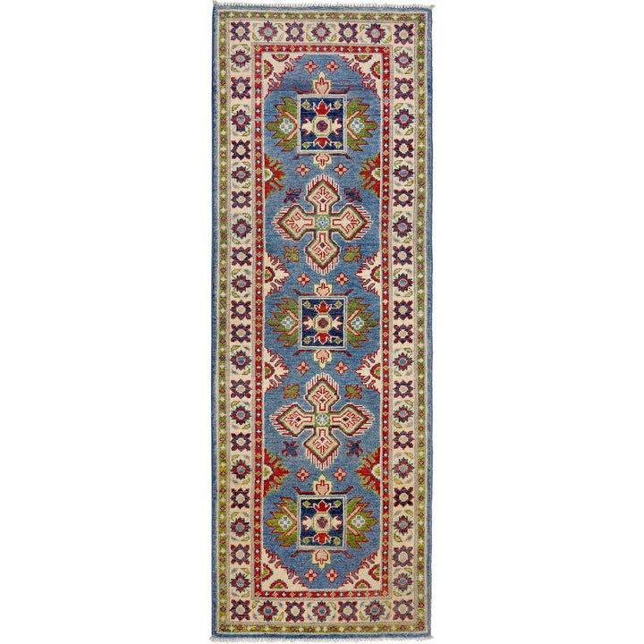 Blue Afghan Kazak Rug 2' 0" x 6' 0" Hand-Knotted | No. AL46124