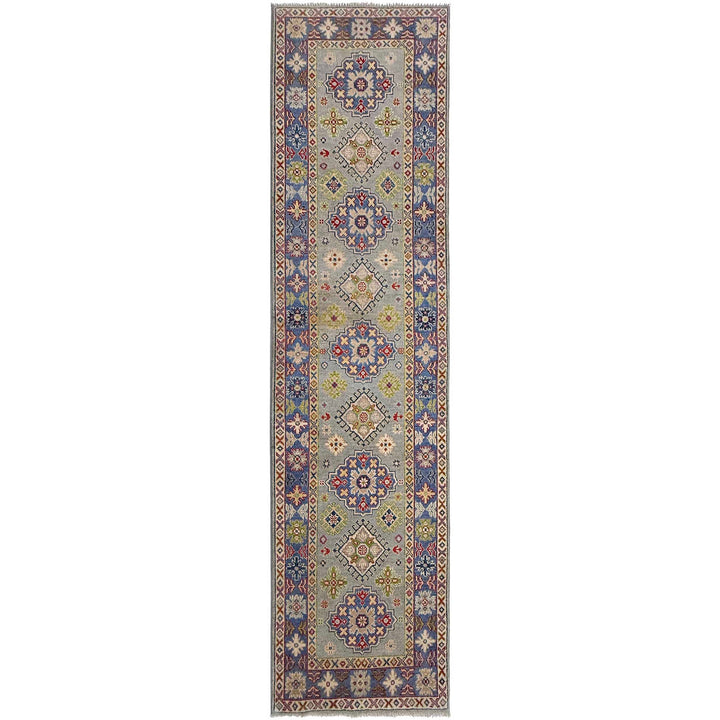 Gray Afghan Kazak Rug 2' 7" x 9' 8" Hand-Knotted | No. AL22505
