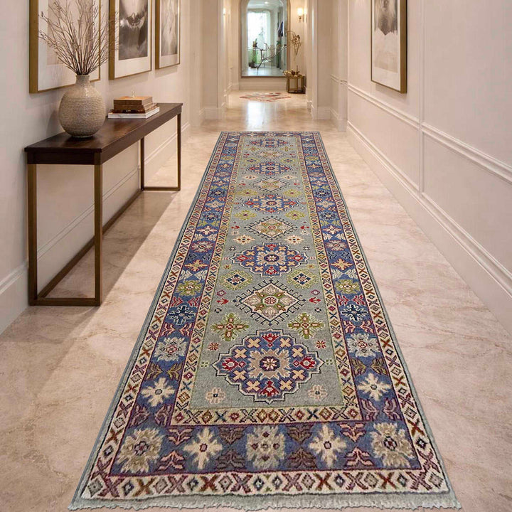 Gray Afghan Kazak Rug 2' 7" x 9' 8" Hand-Knotted | No. AL22505