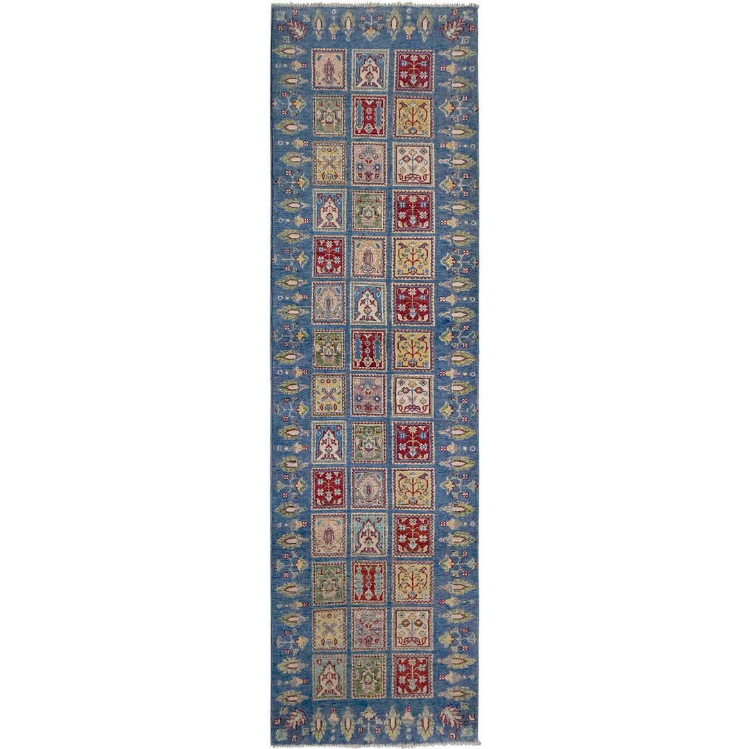 Blue Afghan Bakhtiar Rug 2' 7" x 9' 6" Hand-Knotted