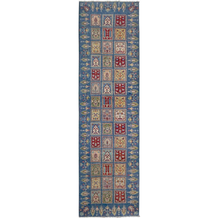 Blue Afghan Bakhtiar Rug 2' 7" x 9' 6" Hand-Knotted