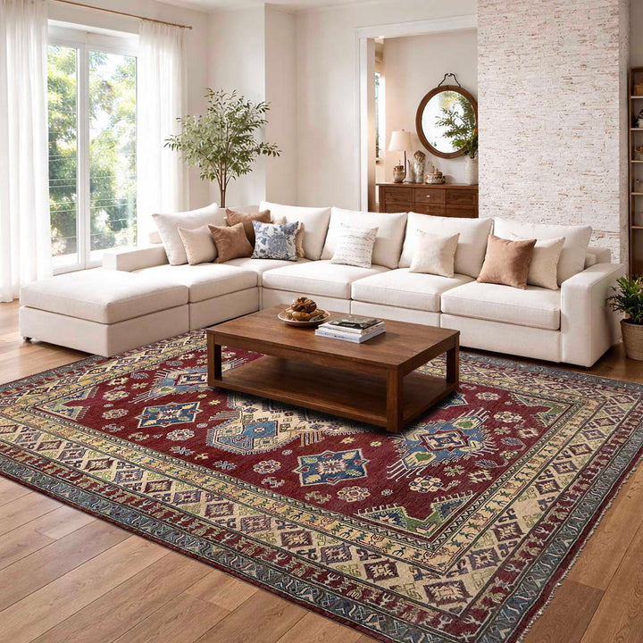Hand knotted Kazak Carpet 6' 8" x 9' 11" - No. AL17556