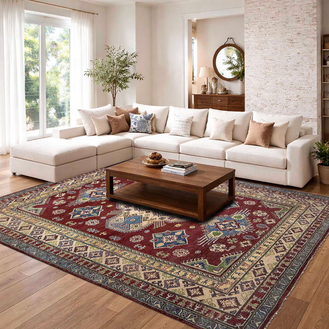 Hand knotted Kazak Carpet 6' 8" x 9' 11" - No. AL17556