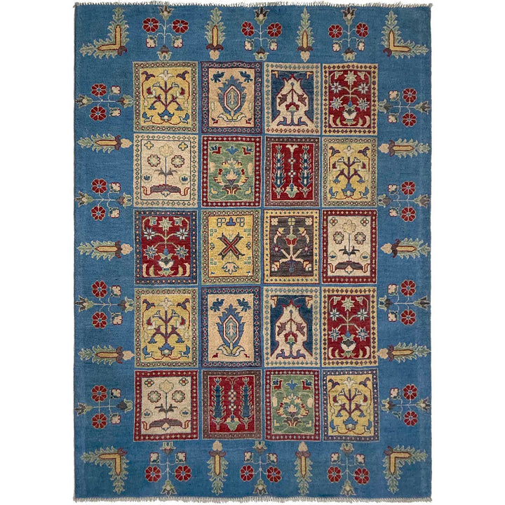 Blue Afghan Bakhtiar Rug 4'11" x 6'6" Hand-Knotted