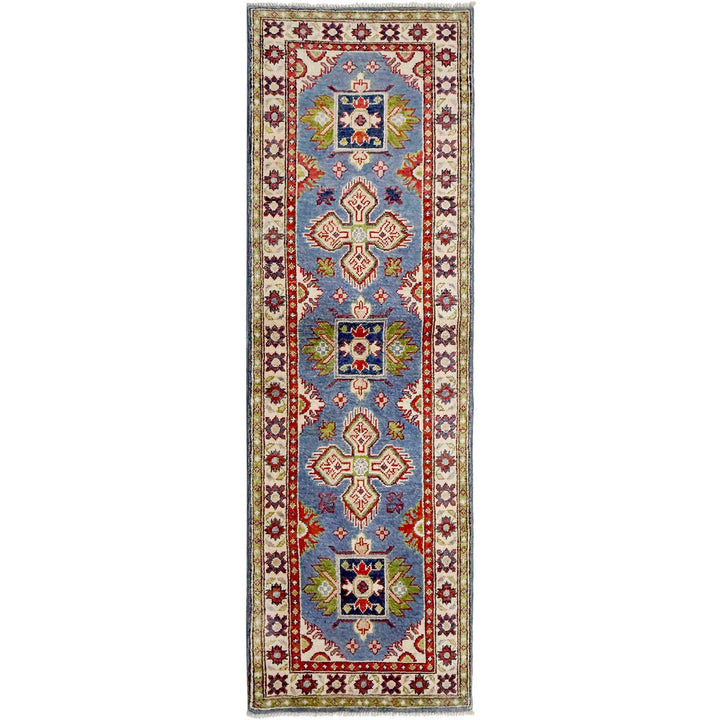 Blue Afghan Kazak Rug 2' 0" x 6' 2" Hand-Knotted | No. AL63878