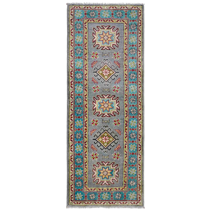 Gray Afghan Kazak Rug 1' 11" x 5' 7" Hand-Knotted | No. AL25939
