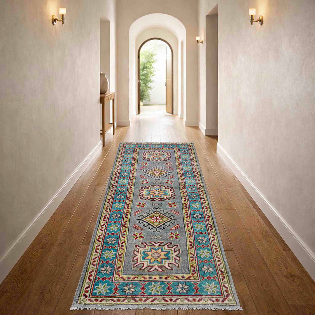 Hand Knotted Kazak Oriental Runner Rug 1' 11" x 5' 7" - No. AL25939