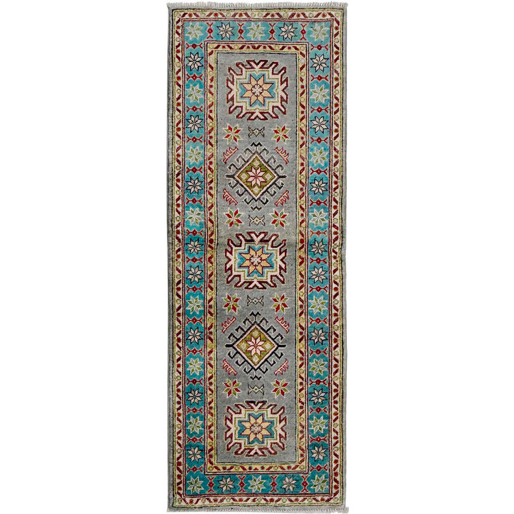 Gray Afghan Kazak Rug 2' 0" x 5' 6" Hand-Knotted