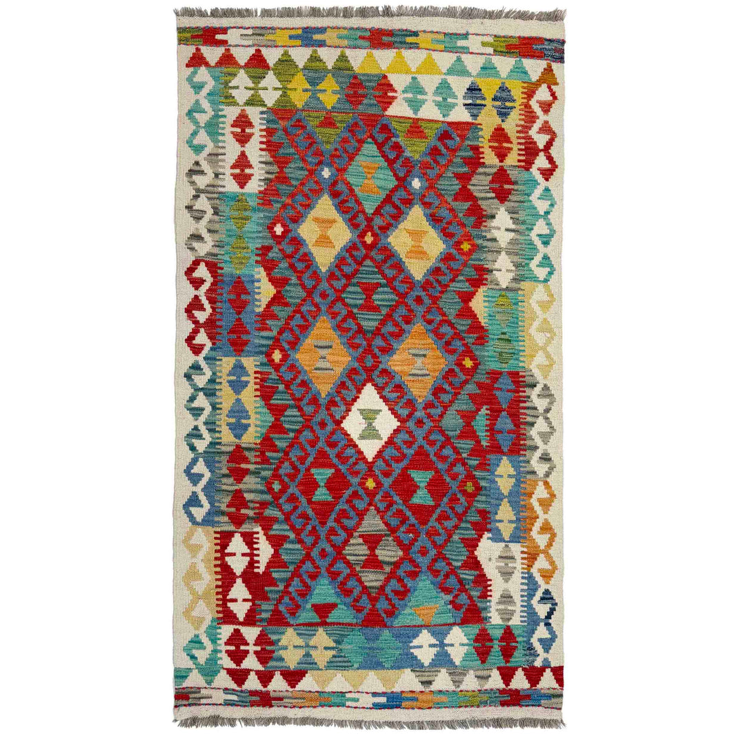 Afghan Vegetable Kilim Rug 3' 1" x 5' 9" Flat-Weave