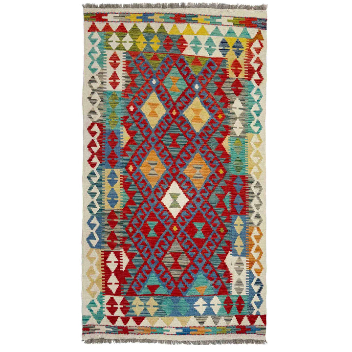 Afghan Vegetable Kilim Rug 3' 1" x 5' 9" Flat-Weave
