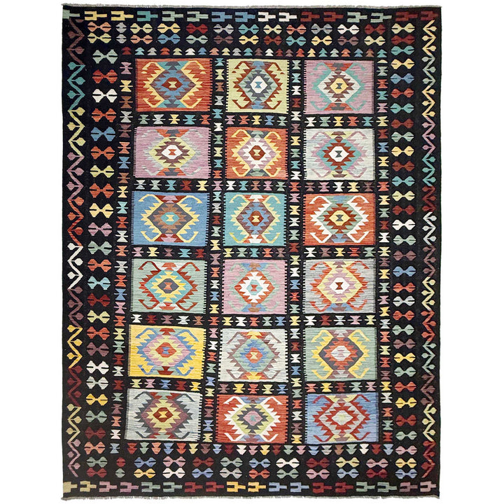 Afghan Kilim Rug 9' 5" x 12' 6" Flat-Weave | No. AL50222