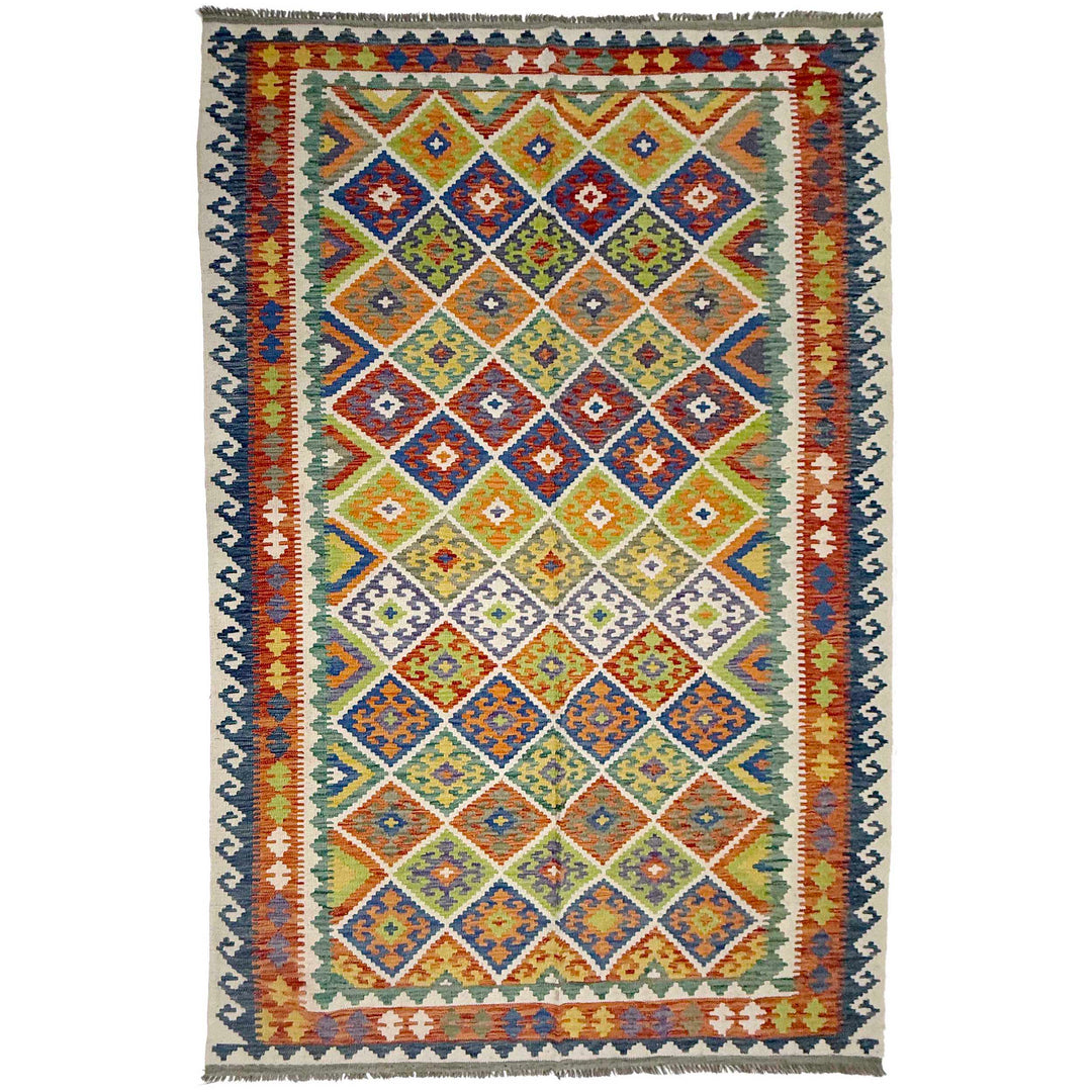 Afghan Kilim Rug 6' 9" x 10' 2" Flat-Weave