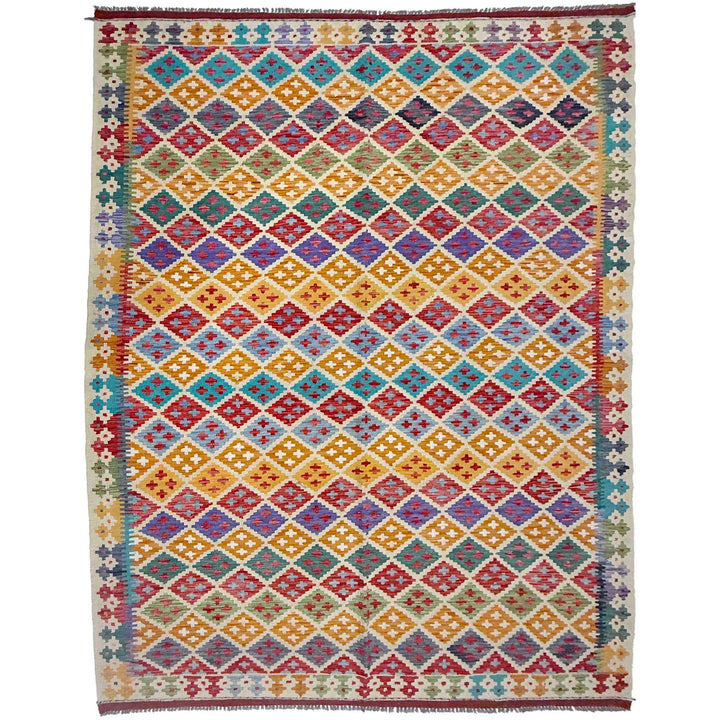 Afghan Kilim Rug 6' 11" x 9' 6" Flat-Weave | No. AL51963