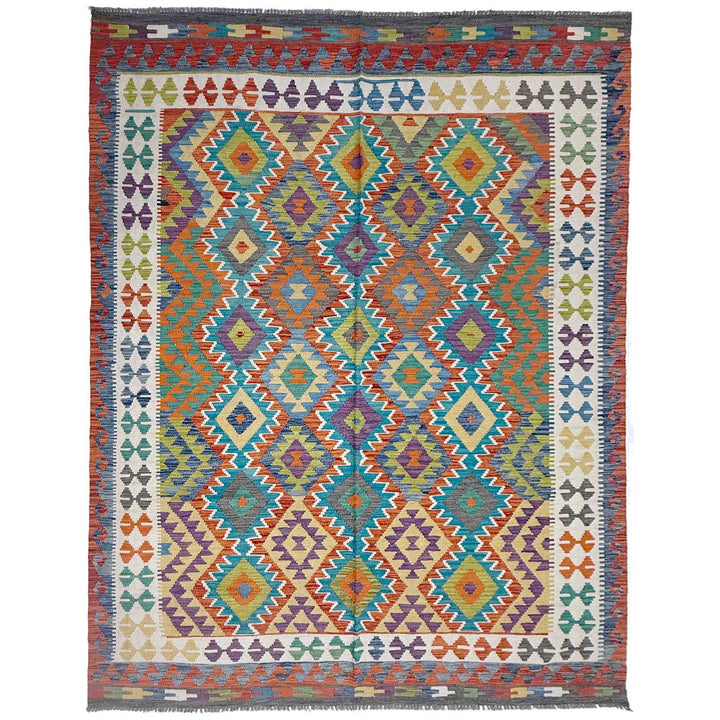 Afghan Vegetable Kilim Rug 6' 9" x 9' 7" Flat-Weave