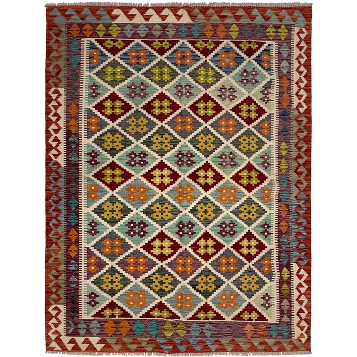 Afghan Kilim Rug 4' 11" x 6' 4" Flat-Weave